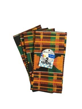 Leshner Mills Kente Cloth Print - Lot of 4 Napkins Made in USA NWT Tribal